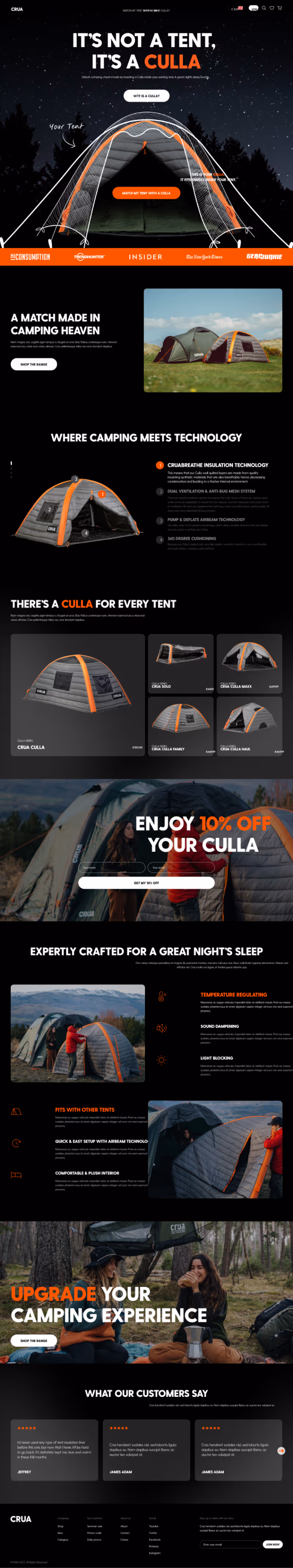 Culla by Crua Outdoors website design by Think1 Designs