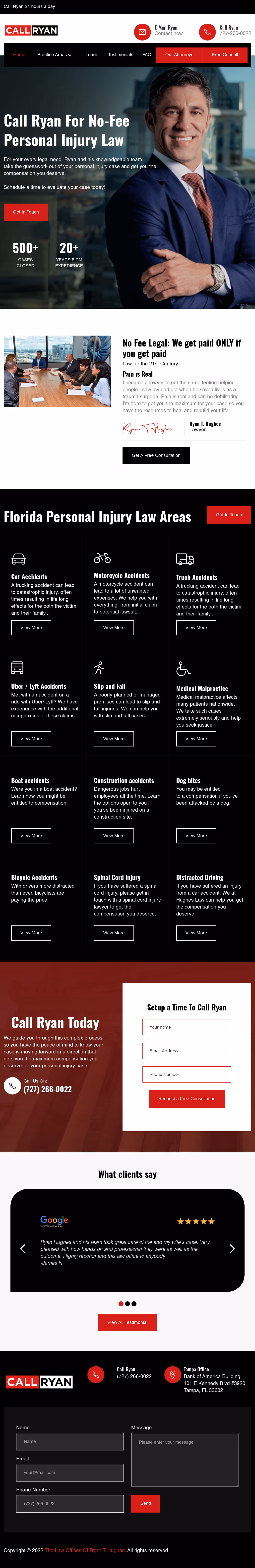 Ryan Hughes Law website design by Think1 Designs