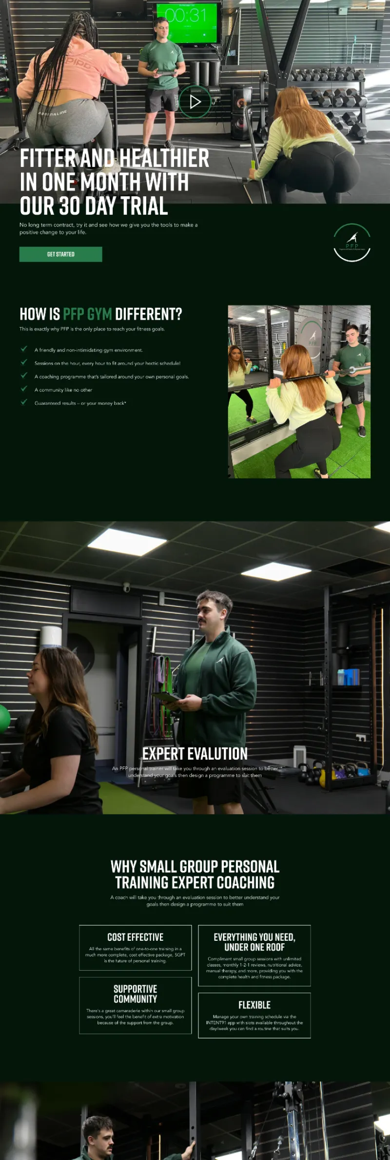 PFP Clinic & Gym website design by Think1 Designs